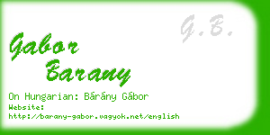 gabor barany business card